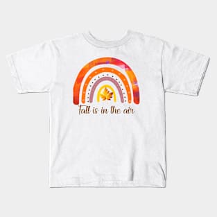 Fall Is In The Air Autumn Fall Rainbow Design Kids T-Shirt